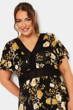 YOURS Curve Black Floral Print Lace Detail Dress 8 YOURS Curve Black Floral Print Lace Detail Dress -JOICY Clothing Shop b716ad88 3a3d 46 302050 D
