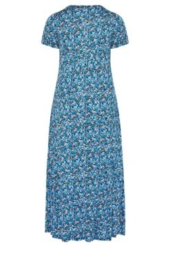 YOURS Curve Blue Ditsy Floral V-Neck Midaxi Dress -JOICY Clothing Shop b88f91fe e436 4d 302225 Y
