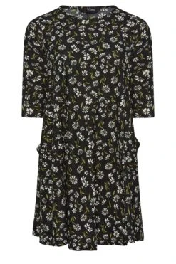 YOURS Curve Black Daisy Print Drape Pocket Mini Dress -JOICY Clothing Shop b8960d21 ae6b 48 301908 X
