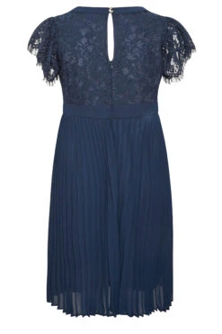 YOURS LONDON Curve Navy Blue Lace Wrap Pleated Midi Dress -JOICY Clothing Shop bccb63bf b5c6 43 161898 Y