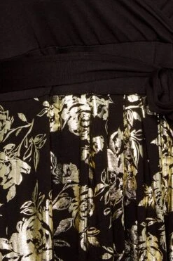 YOURS LUXURY Curve Black Foil Floral Print Wrap Dress -JOICY Clothing Shop bdcb7d45 2367 48 301807 Z