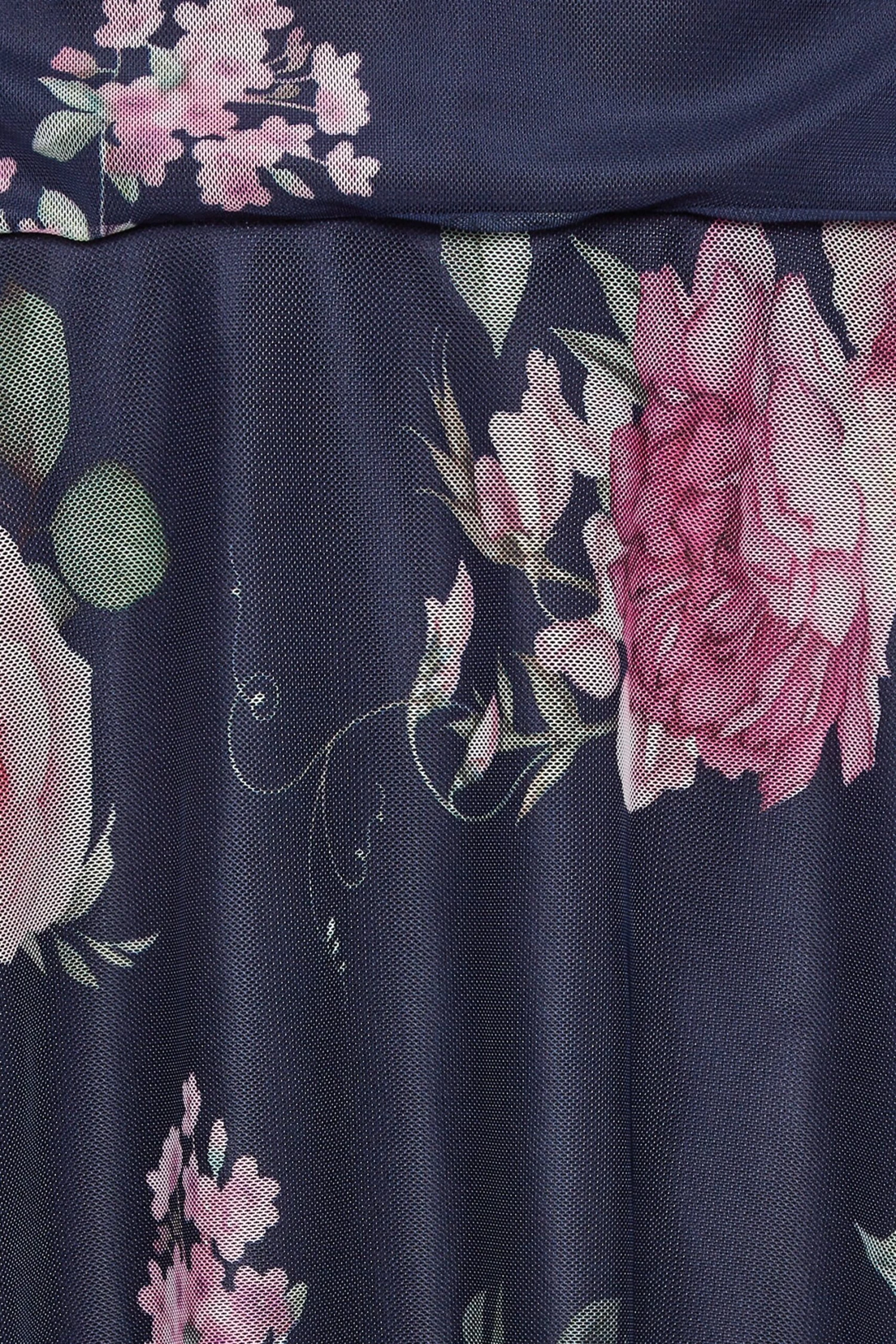 YOURS LONDON Curve Blue Floral Cowl Neck Mesh Dress 4 YOURS LONDON Curve Blue Floral Cowl Neck Mesh Dress - Image 4