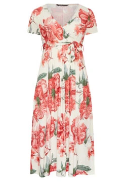 YOURS Curve White Floral Print Wrap Dress -JOICY Clothing Shop be206116 975d 4b 302106 X