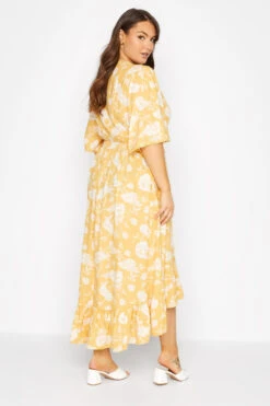 YOURS Curve Yellow Floral Print High Low Midi Dress -JOICY Clothing Shop be69ed60 823e 4c 137120 C