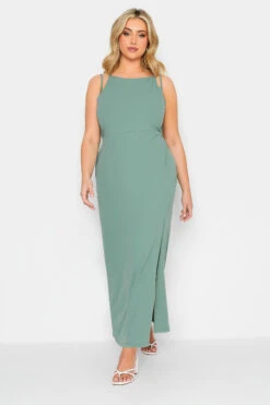 YOURS PETITE Curve Sage Green Split Hem Maxi Dress