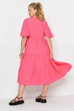 LIMITED COLLECTION Curve Hot Pink Textured Tiered Smock Dress -JOICY Clothing Shop bfa4783a 81f9 44 215542 C