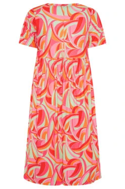 LIMITED COLLECTION Curve Bright Pink Abstract Print Midaxi Smock Dress -JOICY Clothing Shop c1280e19 2460 48 213732 BK