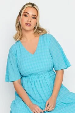 LIMITED COLLECTION Curve Aqua Blue Textured Tiered Smock Dress -JOICY Clothing Shop c3100e24 f9e9 47 215543 D