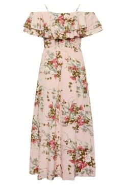 YOURS LONDON Curve Light Pink Floral Bardot Ruffle Maxi Dress -JOICY Clothing Shop c39e96d6 cea3 43 161954 Y