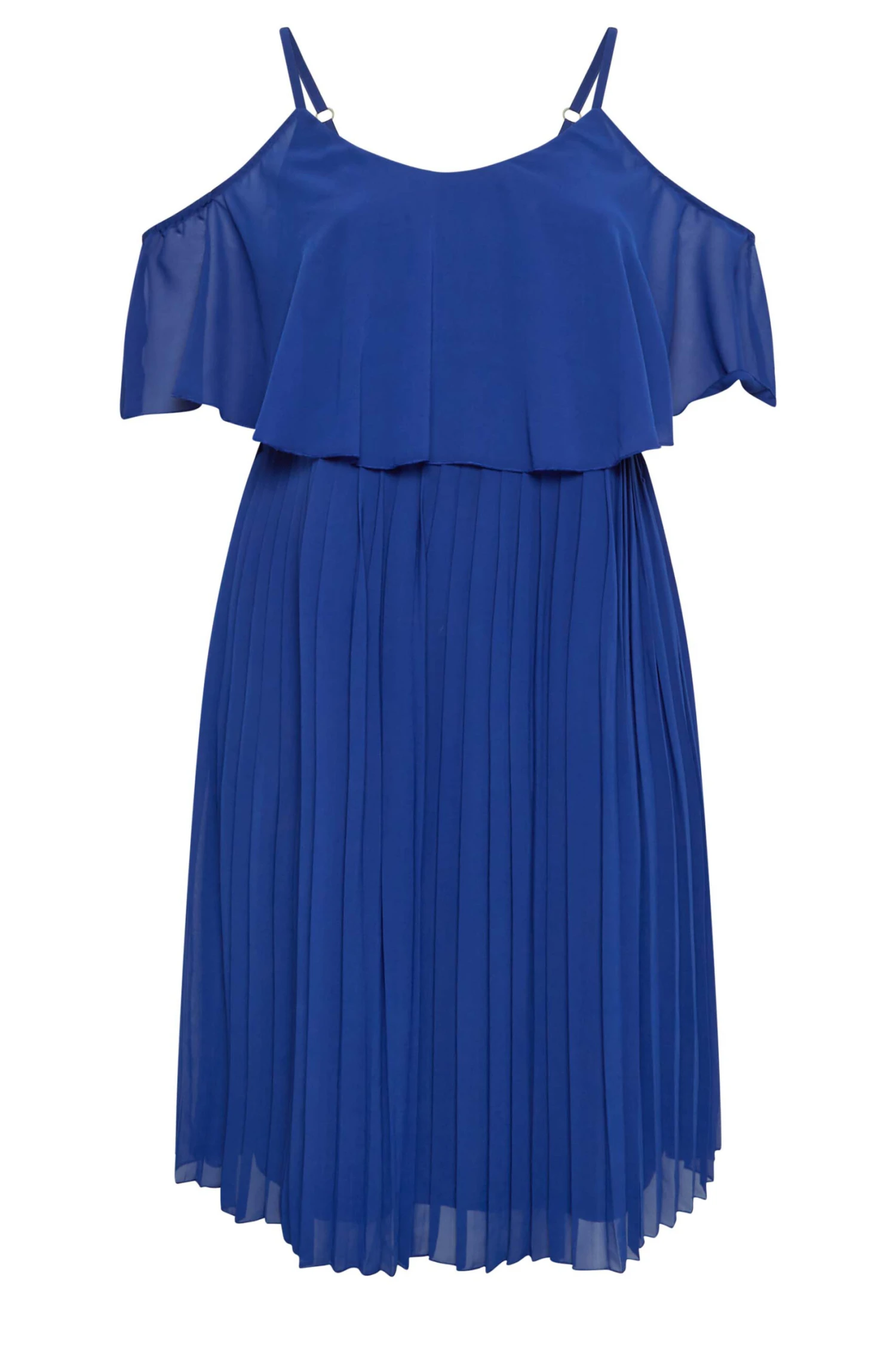 YOURS LONDON Curve Cobalt Blue Pleated Overlay Midi Dress 6 YOURS LONDON Curve Cobalt Blue Pleated Overlay Midi Dress - Image 6