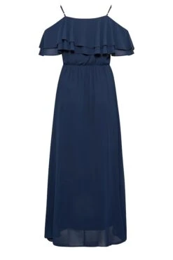 YOURS LONDON Curve Navy Blue Bardot Ruffle Maxi Dress -JOICY Clothing Shop c4e953cf 1161 46 161879 Y