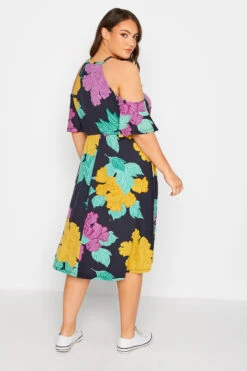 YOURS Curve Black Floral Cold Shoulder Dress -JOICY Clothing Shop c927e715 9d71 44 300800 C