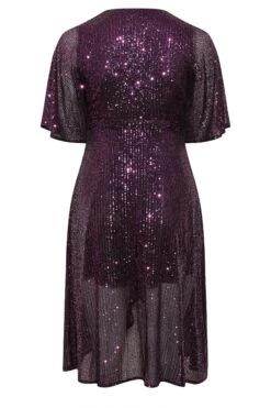 YOURS LONDON Curve Purple Sequin Embellished Double Wrap Dress -JOICY Clothing Shop c9e5bbb0 5045 41 161393 Y