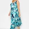 YOURS LONDON Curve Blue Abstract Print Pleated Maxi Dress
