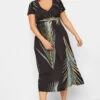 YOURS Curve Leaf Print Wrap Dress