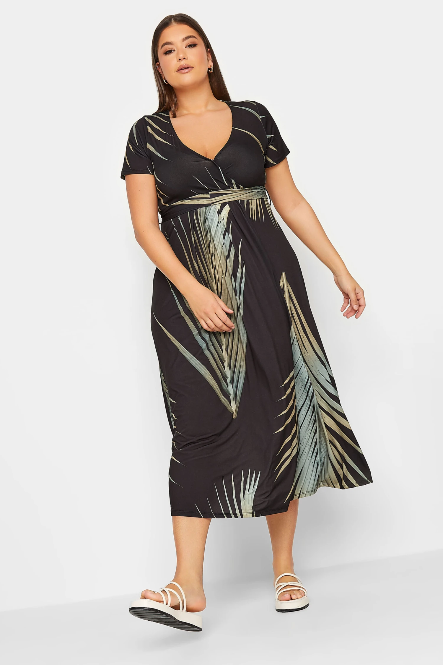 YOURS Curve Leaf Print Wrap Dress 1 YOURS Curve Leaf Print Wrap Dress