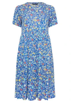 YOURS Curve Blue Floral Smock Dress -JOICY Clothing Shop ce3250c7 5f87 4b 302230 X