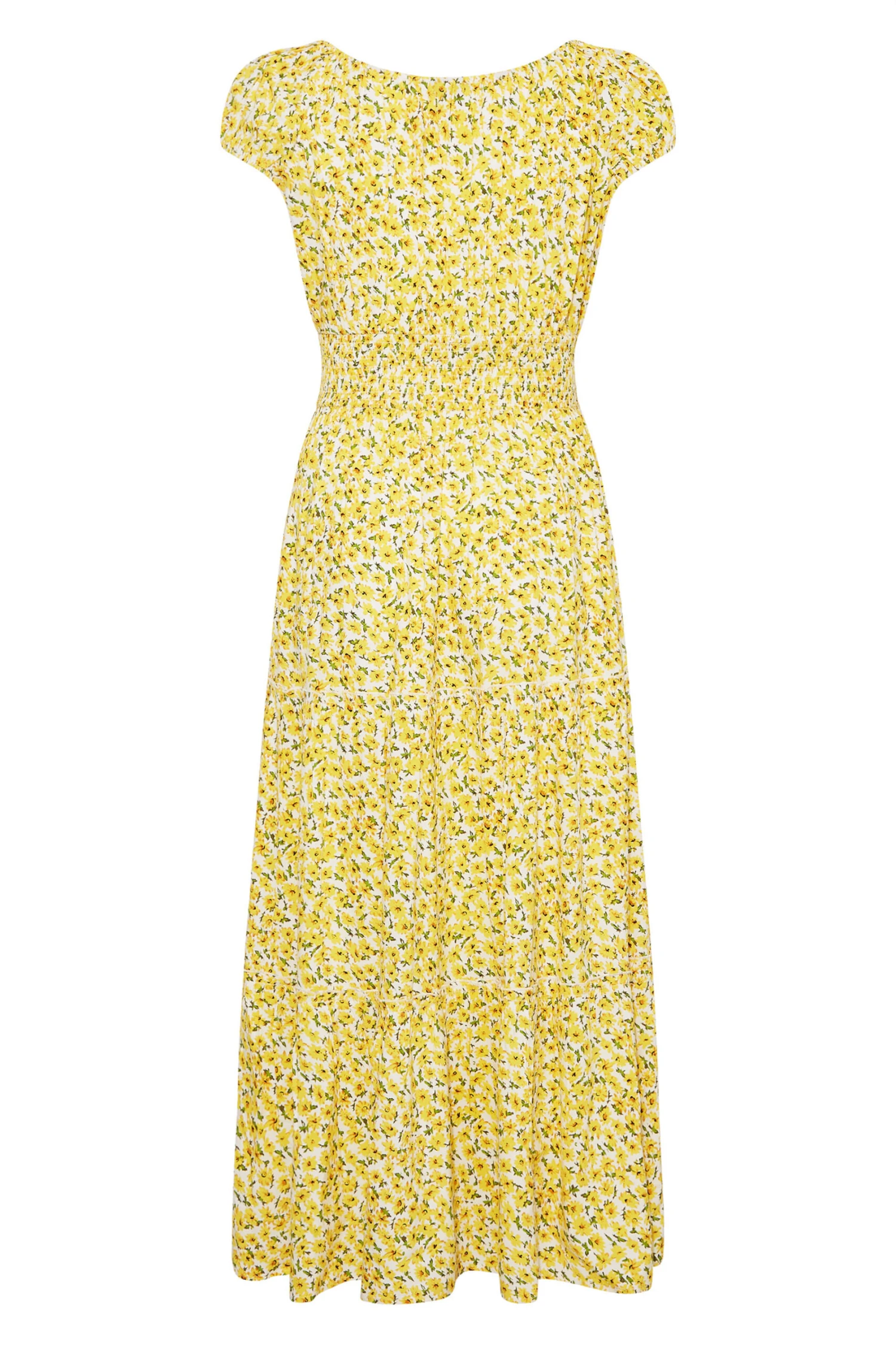 Curve Yellow Floral Print Bardot Maxi Dress 6 Curve Yellow Floral Print Bardot Maxi Dress - Image 6