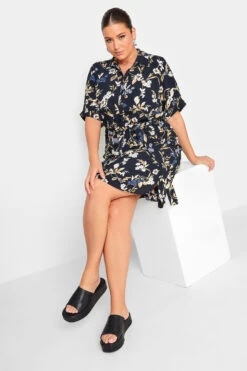 YOURS Curve Black Floral Shirt Dress