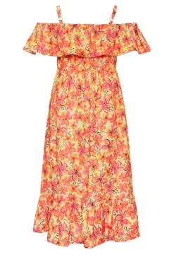 LIMITED COLLECTION Curve Orange Floral Frill Cold Shoulder Midi Dress -JOICY Clothing Shop cf1128c9 580e 42 215544 Y