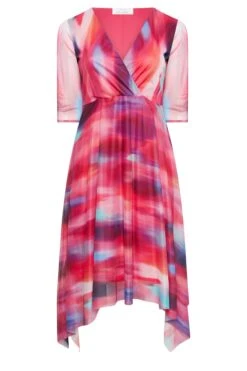 YOURS LONDON Curve Pink Abstract Print Mesh Wrap Dress -JOICY Clothing Shop cfcaa92c 991b 49 162121 X