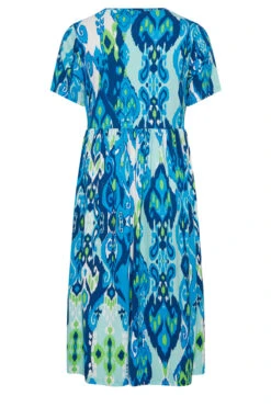 YOURS Curve Blue Abstract Print Frill Sleeve Smock Dress -JOICY Clothing Shop d04a78e8 7370 4f 302233 Y