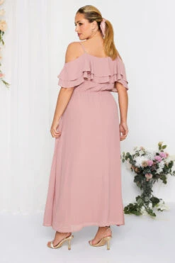 YOURS LONDON Curve Pink Bardot Ruffle Maxi Dress -JOICY Clothing Shop d0c128c2 36a1 40 161880 C