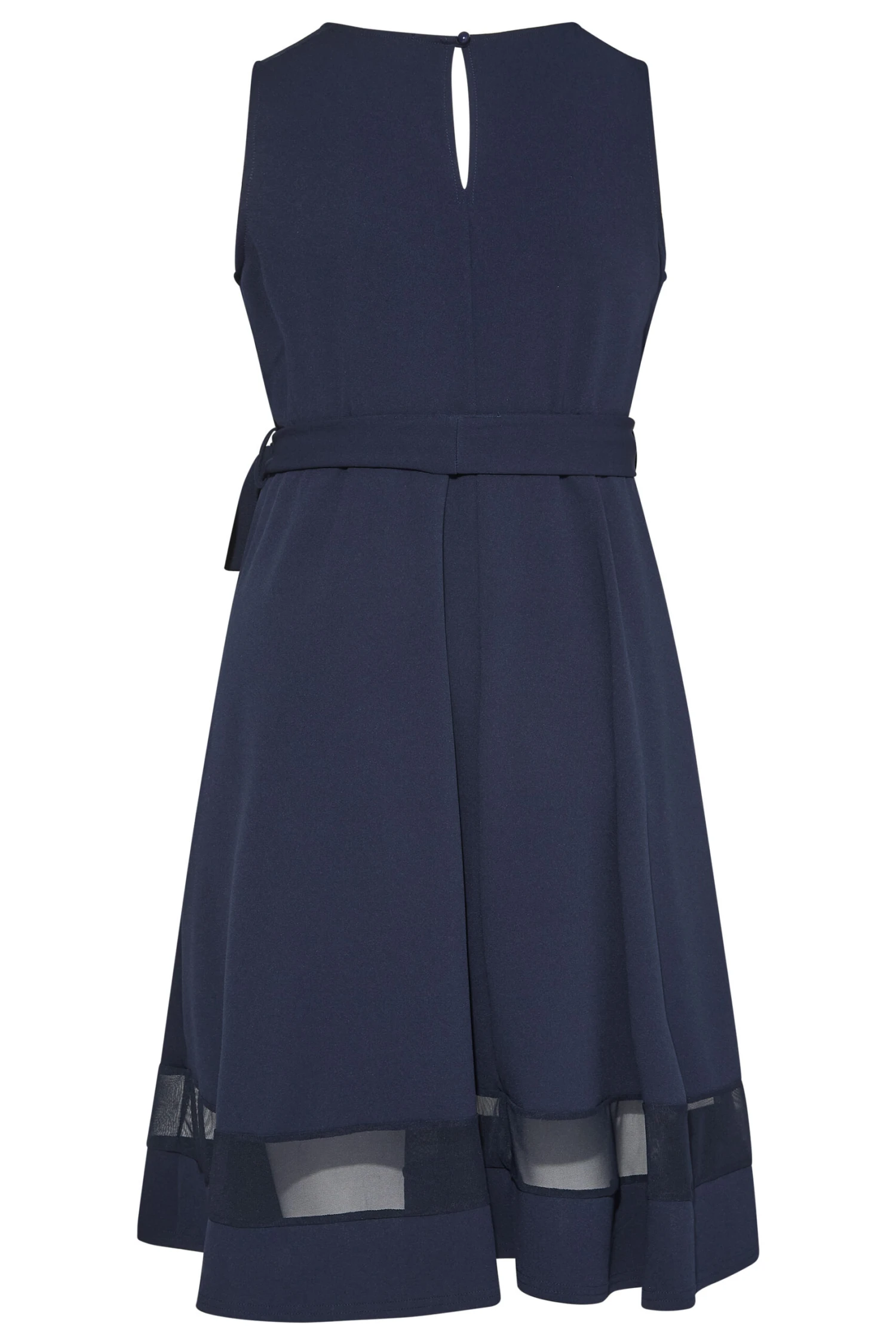 YOURS LONDON Curve Navy Blue Mesh Panel Skater Dress 6 YOURS LONDON Curve Navy Blue Mesh Panel Skater Dress - Image 6