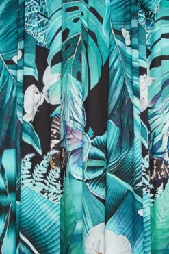 YOURS Curve Black & Blue Leaf Print Wrap Neck Dress -JOICY Clothing Shop d281a2b3 8082 49 302293 Z