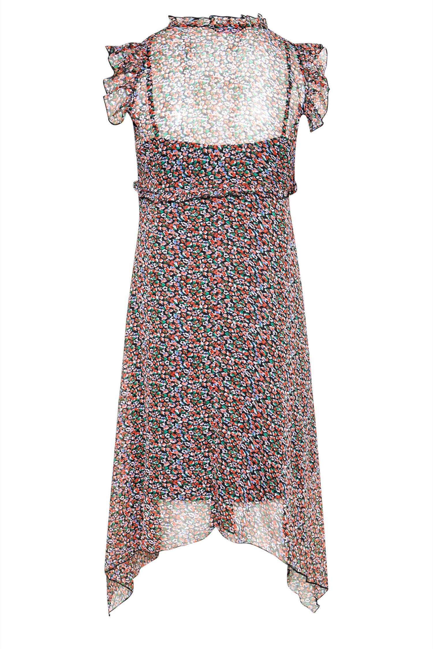 YOURS Curve Black Floral Hanky Hem Dress 6 YOURS Curve Black Floral Hanky Hem Dress - Image 6