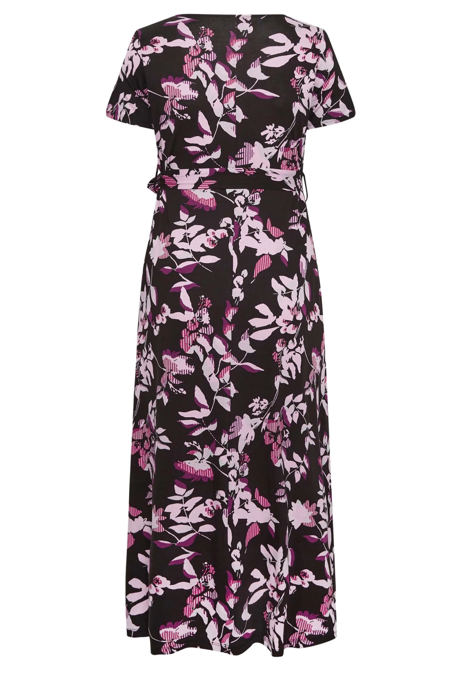 YOURS Curve Black Leaf Print Wrap Maxi Dress 6 YOURS Curve Black Leaf Print Wrap Maxi Dress - Image 6
