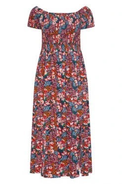 YOURS Curve Pink Floral Print Bardot Maxi Dress -JOICY Clothing Shop d4795356 0801 43 137098 X