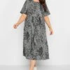 YOURS Curve Grey Mixed Animal Print Midi Smock Dress