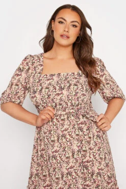 YOURS LONDON Curve Pink Ditsy Print Square Neck Dress -JOICY Clothing Shop d7388e76 ba68 4f 161195 D