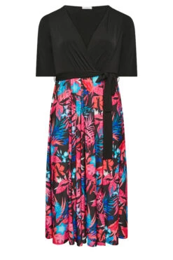 YOURS LONDON Curve Black Tropical Print Wrap Dress -JOICY Clothing Shop d8f684a8 4944 40 162220 X