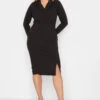 YOURS PETITE Curve Black Scuba Blazer Dress