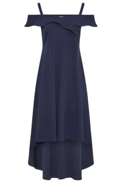 YOURS LONDON Curve Navy Blue Bardot High Low Midi Dress -JOICY Clothing Shop da8c3798 d65b 4c 162087 X