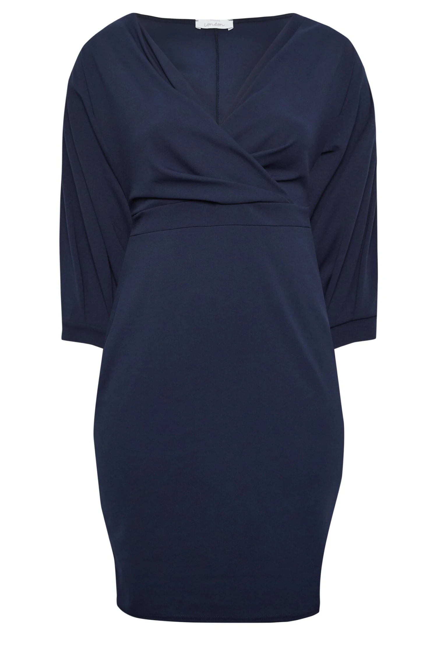 YOURS LONDON Curve Navy Blue Drop Shoulder Wrap Dress 5 YOURS LONDON Curve Navy Blue Drop Shoulder Wrap Dress - Image 5