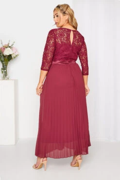 YOURS LONDON Curve Burgundy Red Lace Pleated Maxi Dress -JOICY Clothing Shop dbd1b434 3ce4 49 161009 C