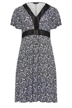 YOURS Curve Black Ditsy Print Lace Detail Dress -JOICY Clothing Shop dc11a154 25a6 4b 302049 X