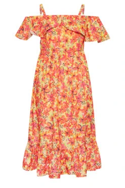 LIMITED COLLECTION Curve Orange Floral Frill Cold Shoulder Midi Dress -JOICY Clothing Shop dc7ff18a 5944 45 215544 X