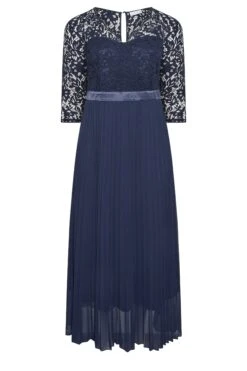 YOURS LONDON Curve Navy Blue Lace Pleated Maxi Dress -JOICY Clothing Shop ddd64e40 86aa 47 161900 X