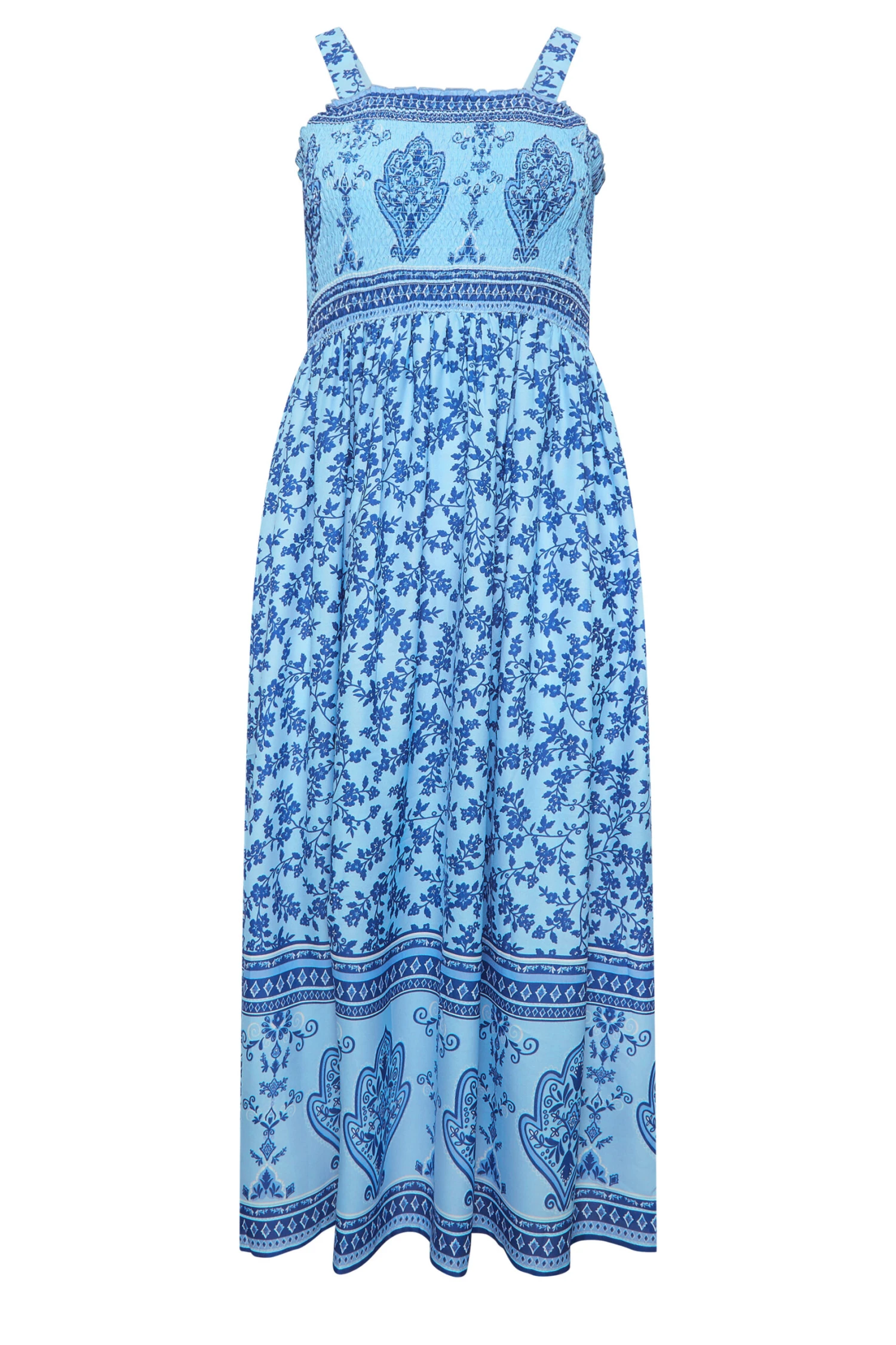 LIMITED COLLECTION Curve Blue Floral Border Print Maxi Dress 5 LIMITED COLLECTION Curve Blue Floral Border Print Maxi Dress - Image 5