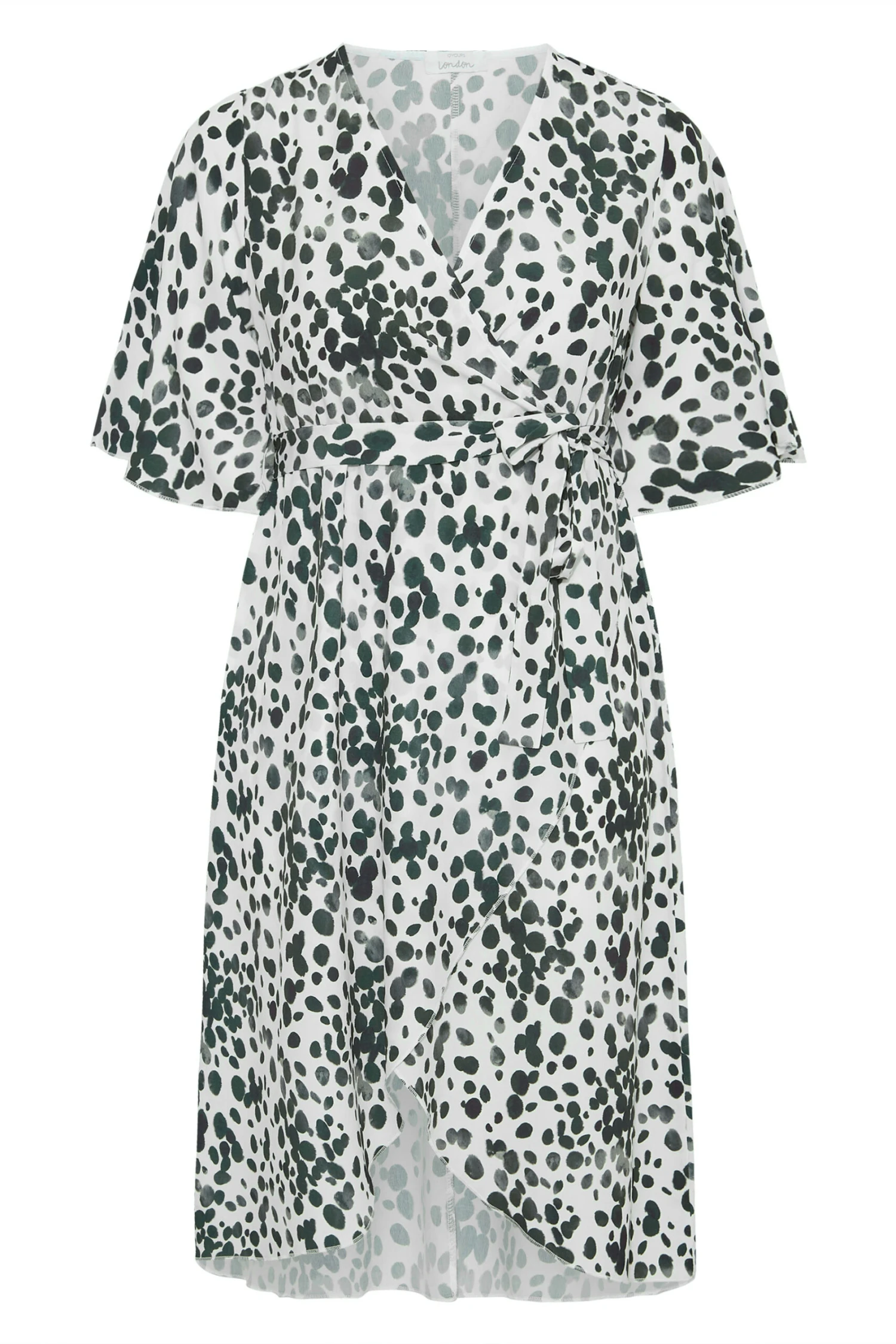 YOURS LONDON Curve White Dalmatian Print Wrap Dress 5 YOURS LONDON Curve White Dalmatian Print Wrap Dress - Image 5
