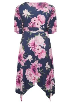 YOURS LONDON Curve Navy Blue & Purple Hanky Hem Floral Dress -JOICY Clothing Shop e01484c5 7cc0 42 162104 Y