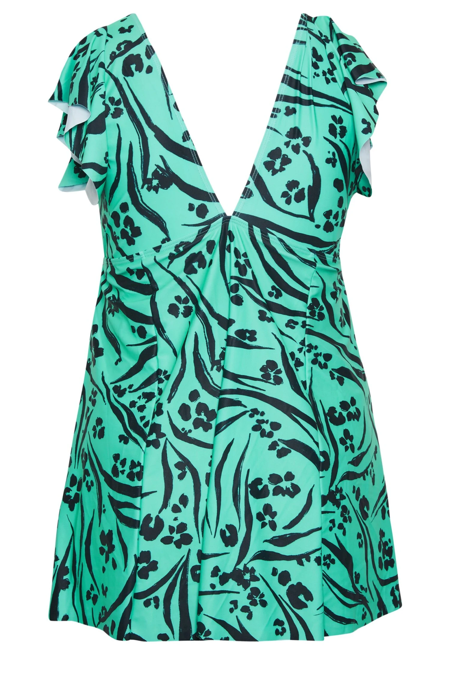 YOURS Curve Turquoise Green Animal Print Tummy Control Swim Dress 6 YOURS Curve Turquoise Green Animal Print Tummy Control Swim Dress - Image 6