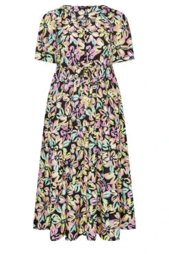 YOURS Curve Black Neon Floral Tiered Midi Dress -JOICY Clothing Shop e0a637f2 e5ad 40 137334 X