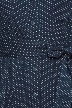 YOURS Curve Navy Blue Polka Dot Split Hem Shirt Dress -JOICY Clothing Shop e0a71908 e489 44 301973 Z