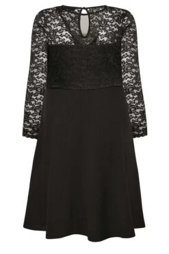 YOURS LONDON Curve Black Lace Plunge Skater Dress -JOICY Clothing Shop e1e2b0d4 5f47 44 161905 Y