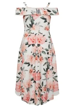 YOURS LONDON Curve White & Pink Floral Bardot Midi Dress -JOICY Clothing Shop e31b3576 7646 41 162216 Y